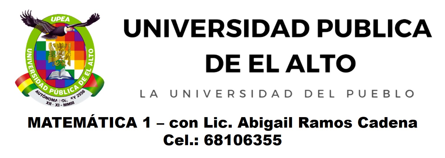 Portada principal de la plataforma virtual de Matemática 1 - con Lic. Abigail Ramos Cadena, Unidad Educativa: Laripata